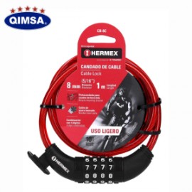 CANDADO D/CABLE C/COMBINACION 8 MM X 1 M