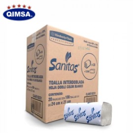 Toalla interdoblada sanitas caja con 20 paquetes